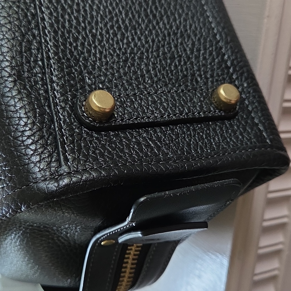 COACH Rogue 25 Black Tea Rose Leather Crossbody Bag - Picture 11 of 16